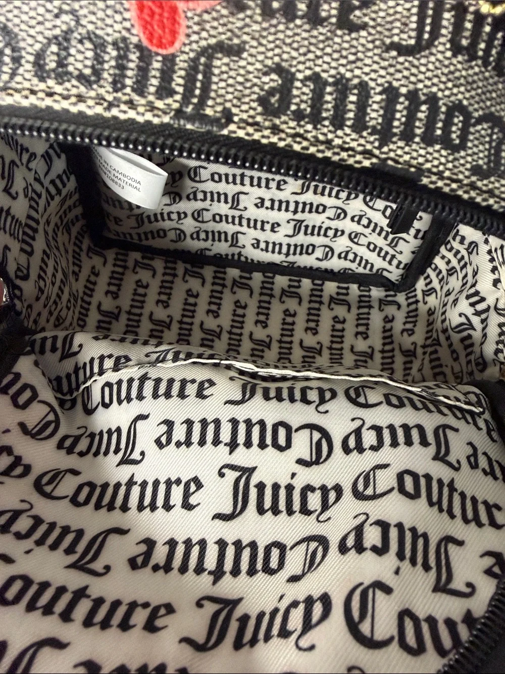 Juicy Couture Black Logo Backpack with Red Heart Details NWOT